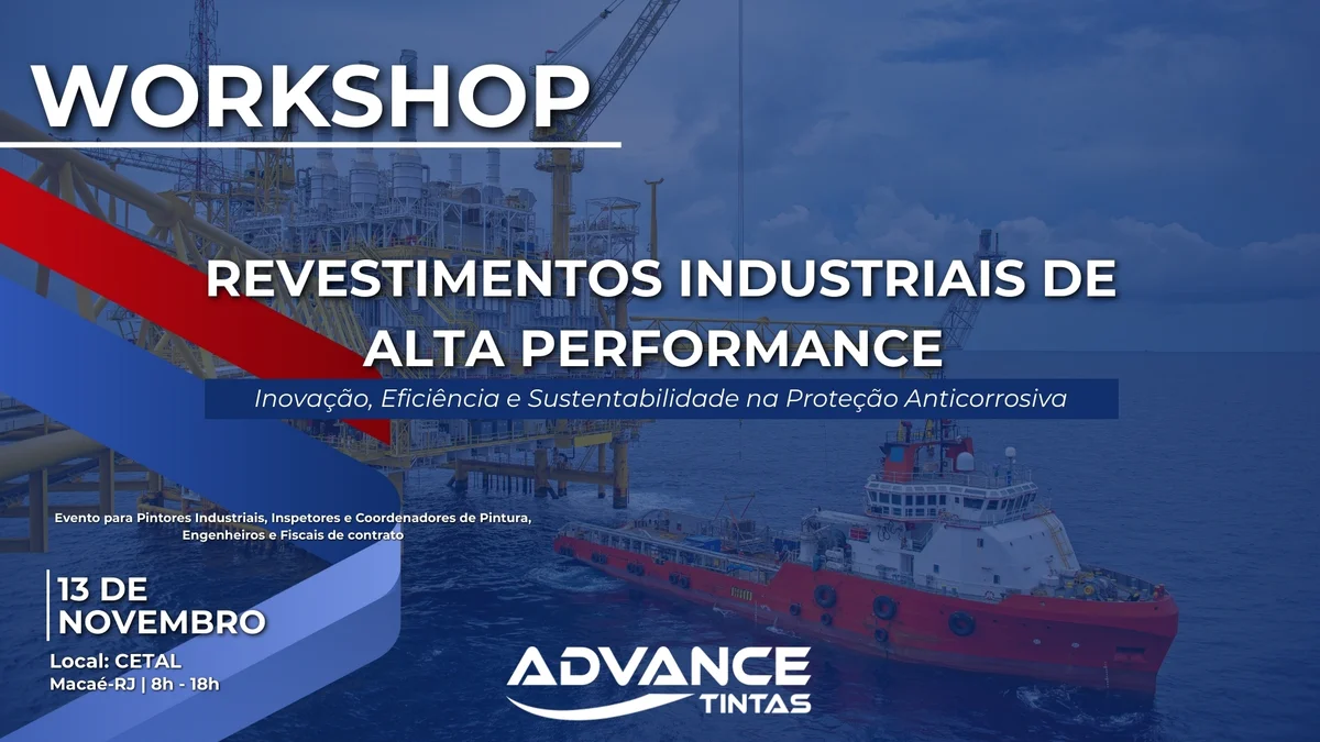 Capa do post “Advance Tintas realiza workshop técnico em Macaé e apresenta soluções inovadoras para pintura industrial”.